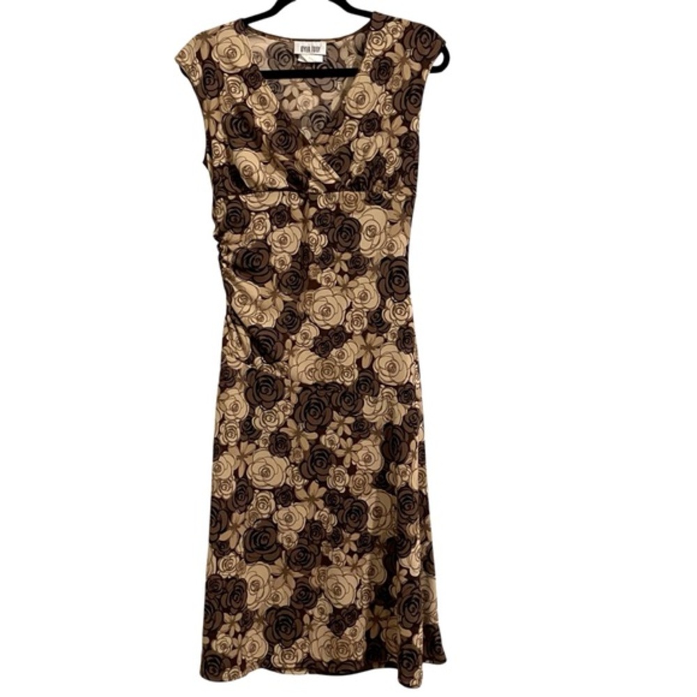 Y2K Byer Too! Brown Black Floral Patterned Midi Dress Medium